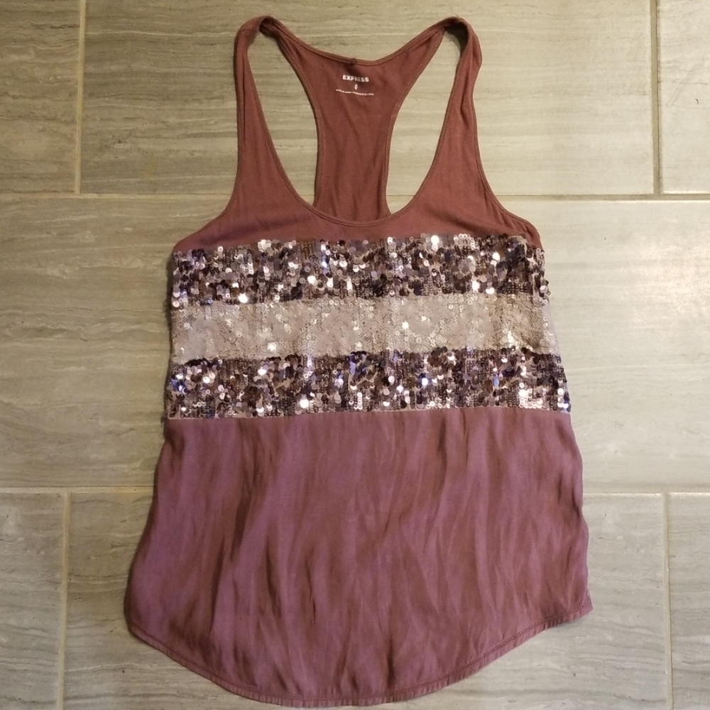 Express Lace, sequined and silk tank
